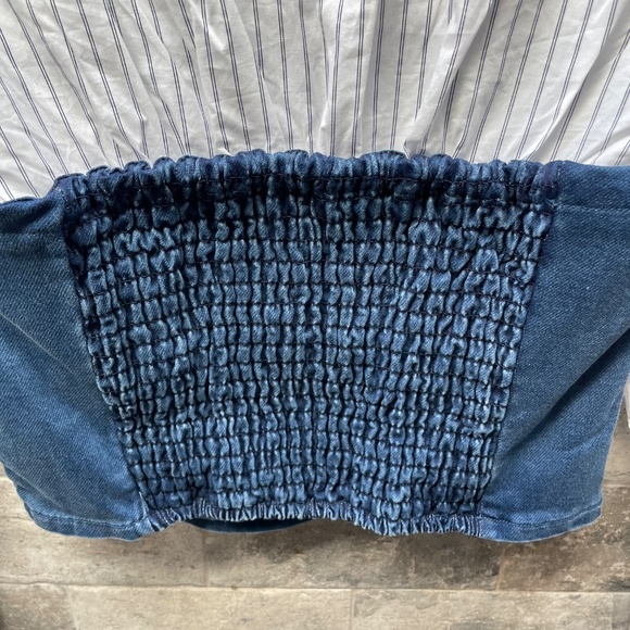 ❤️ ANTHROPOLOGIE DOLAN LEFT COAST DENIM KNIT SHIRTING TWOFER TOP SIZE XXS - Picture 7 of 11